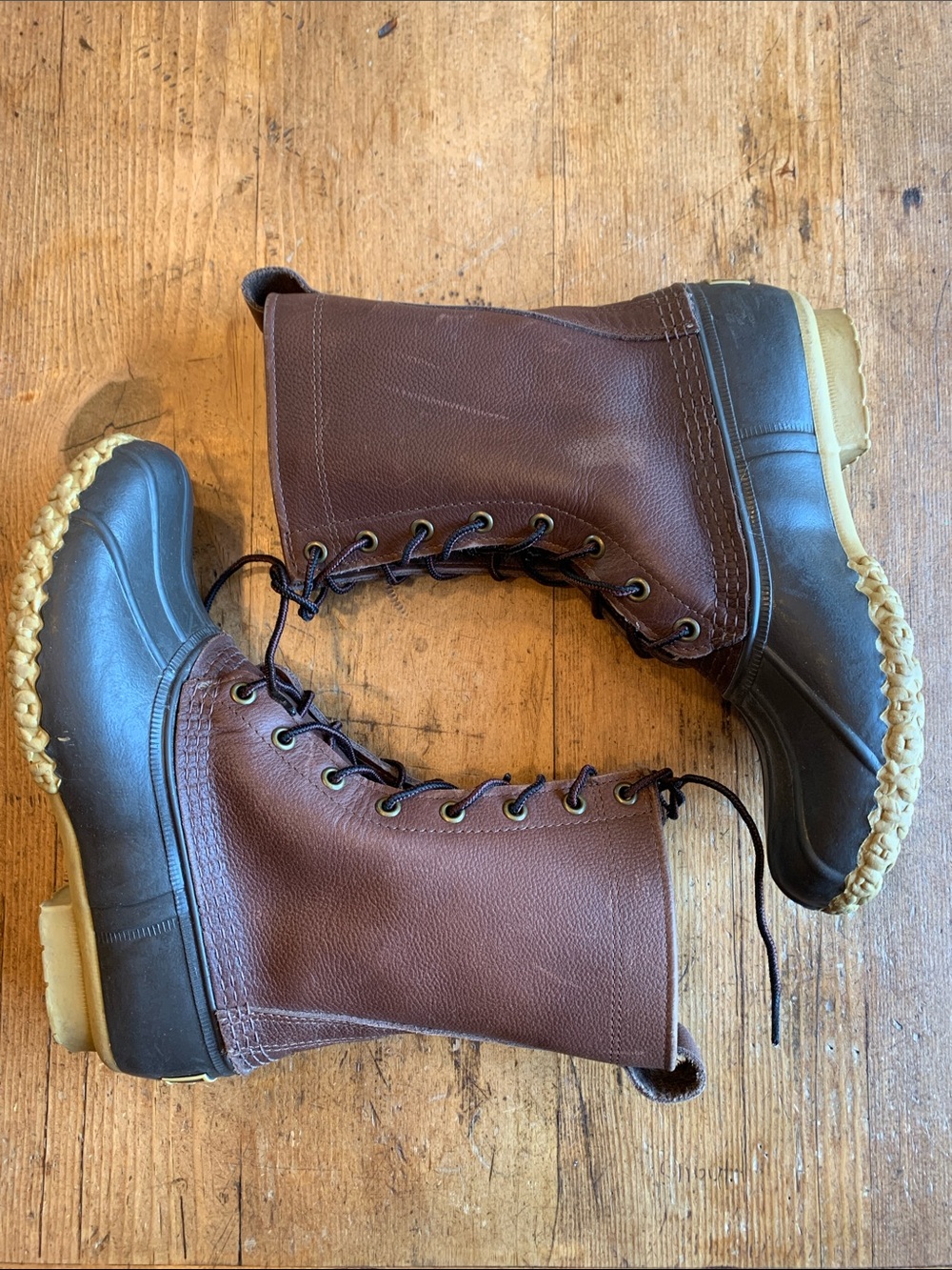 L.L. Bean Maine Hunting Two-Tone Tan and Dark Brown Boot Sole - Picture 14 of 16